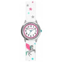 Bílé třpytivé dívčí hodinky s jednorožcem a kamínky CLOCKODILE UNICORN CWG5101