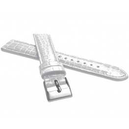 Bílý lesklý kožený řemínek MINET CROCO MSPUW18