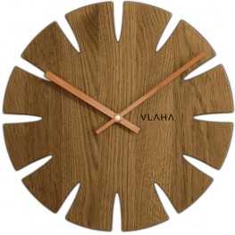 Dubové hodiny VLAHA VCT1016 vyrobené v Čechách s ručičkami rose gold