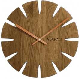 Dubové hodiny VLAHA VCT1016 vyrobené v Čechách s ručičkami rose gold