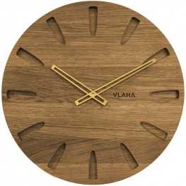 Dubové hodiny VLAHA VCT1020 vyrobené v Čechách se zlatými ručičkami