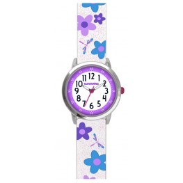 Květované bílo-fialové dívčí hodinky CLOCKODILE FLOWERS CWG5024