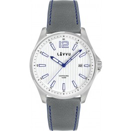 Pánské hodinky se safírovým sklem LAVVU LWM0163 NORDKAPP White / Top Grain Leather