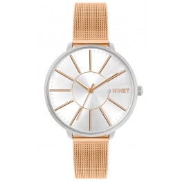 Rose gold dámské hodinky MINET PRAGUE Rose Gold Bicolor MESH MWL5139