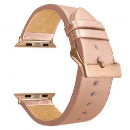 Rose gold kožený řemínek MINET Top Grain pro APPLE WATCH 38-40 mm MSXAYR1