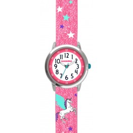 Růžové třpytivé dívčí hodinky s jednorožcem CLOCKODILE UNICORN CWG5110