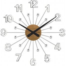 VLAHA DESIGN VCT1080 - Dřevěné stříbrné hodiny s kameny vyrobené v Čechách