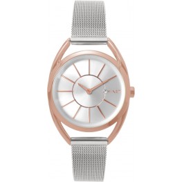 MINET MWL5019 Stříbrno-růžové dámské hodinky ICON SEMI ROSE GOLD MESH