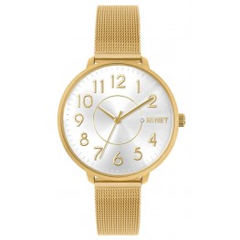 Zlaté dámské hodinky MINET MWL5151 PRAGUE Pure Gold MESH s čísly