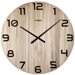 KUBRi 0125 - velké dubové hodiny české výroby o průměru 60 cm