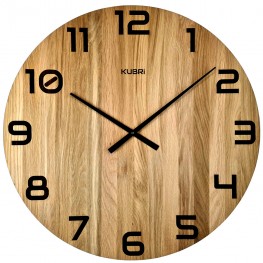 KUBRi 0127 - velké dubové hodiny české výroby o průměru 60 cm