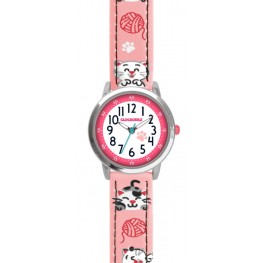 CLOCKODILE Růžové dívčí dětské hodinky KOČKY CWG5141
