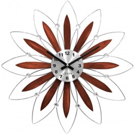 LAVVU Dřevěné stříbrné hodiny CRYSTAL Flower s čísly LCT1114