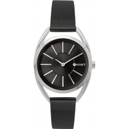 MINET Stříbrno-černé dámské hodinky ICON BLACK MESH MWL5098