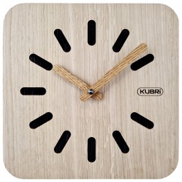 KUBRi 0156 - 30 cm hodiny z dubového masívu včetně dřevěných ručiček