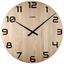 KUBRi 0171 - Obrovské hodiny z přírodního dubu s vynikající čitelností o průměru 80 cm
