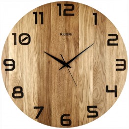 KUBRi HRC0127 - dubové hodiny řízené signálem o průměru 60 cm s tichým chodem