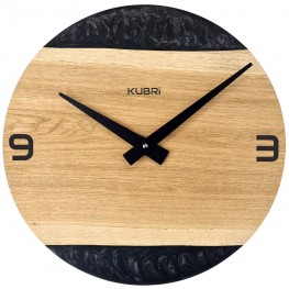 KUBRi 0181A - Luxusní dubové hodiny s epoxidovými doplňky