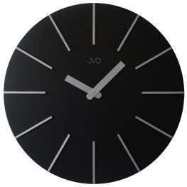 JVD HC702.2 - velké černé hodiny se stříbrnými doplňky o průměru 70 cm