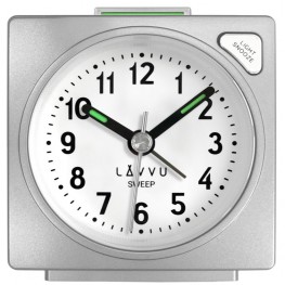 LAVVU LAS3046 - Stříbrný budík SWEEP s plynulým chodem - 3 ROKY ZÁRUKA!