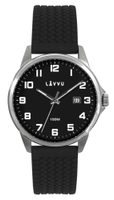 LAVVU Stříbrno-černé pánské hodinky ÖREBRO se silikonovým řemínkem LWM0245