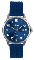 LAVVU Stříbrno-modré pánské hodinky ÖREBRO se silikonovým řemínkem LWM0244