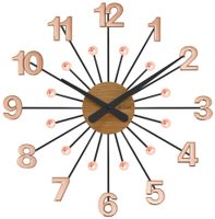 VLAHA VCT1085 - Dřevěné Rosegold černé hodiny s kameny DESIGN vyrobené v Čechách