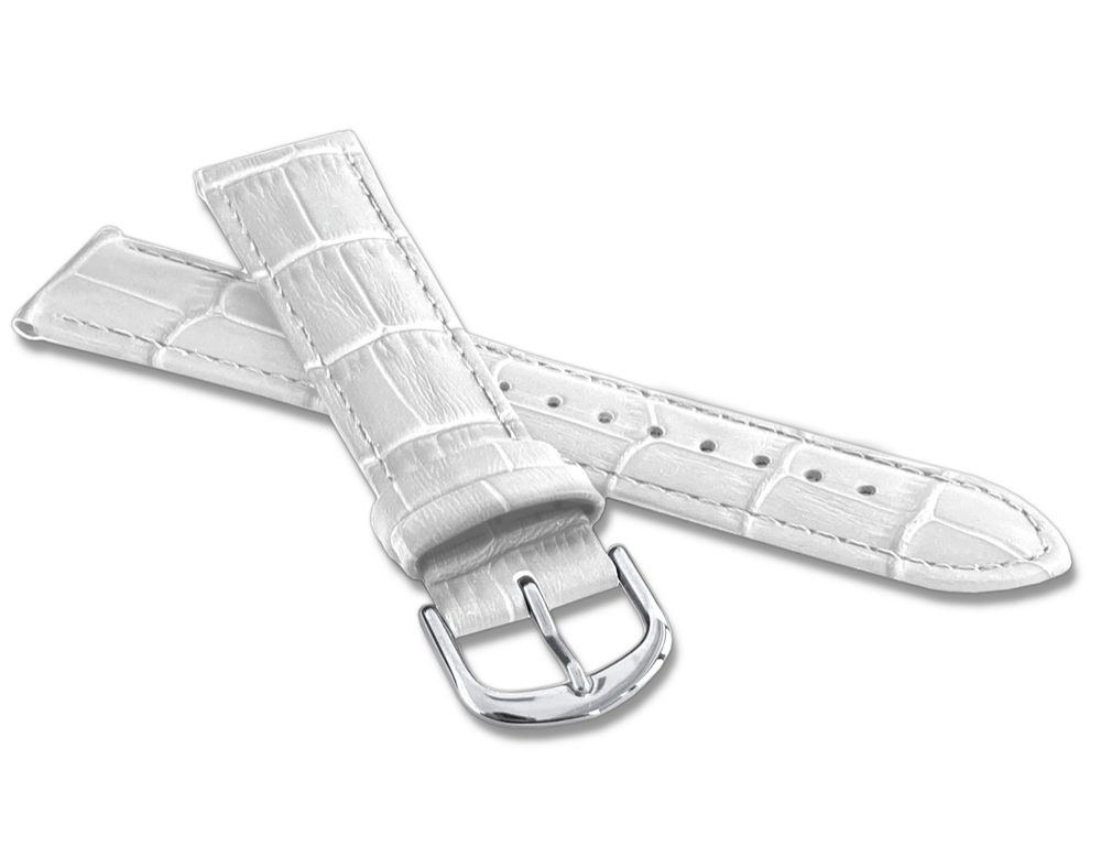 LAVVU Bílý prošitý řemínek CROCO z luxusní kuže Top Grain - 18