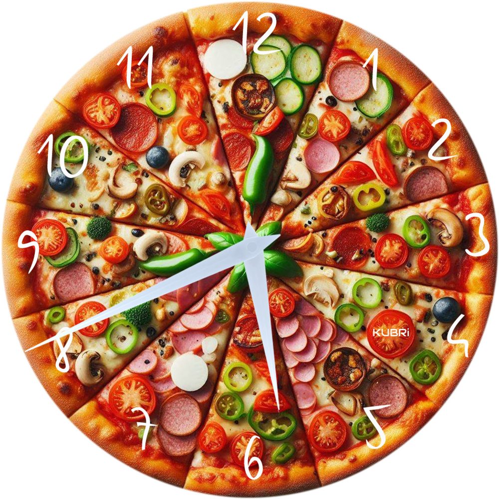KUBRI KU2101 - Hodiny od českého výrobce s krásným motivem pizzy nebo vlastního obrázku