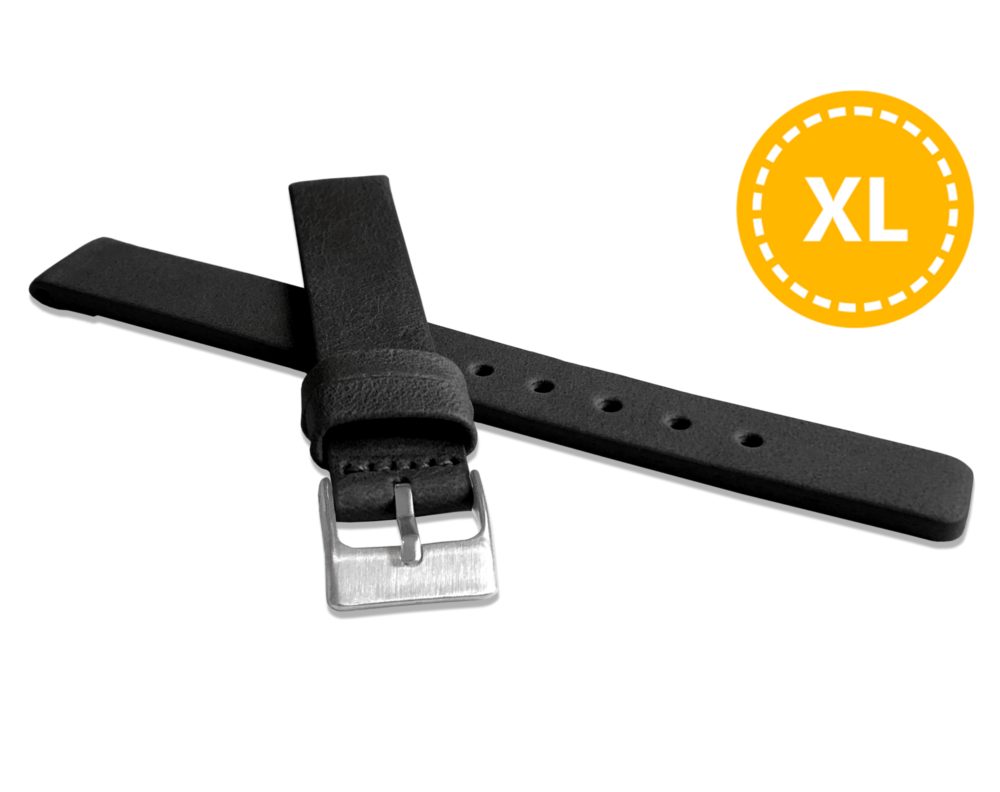 LAVVU LSCXB10 XL Prodloužený černý hladký řemínek Plain z luxusní kůže Top Grain - 10 XL