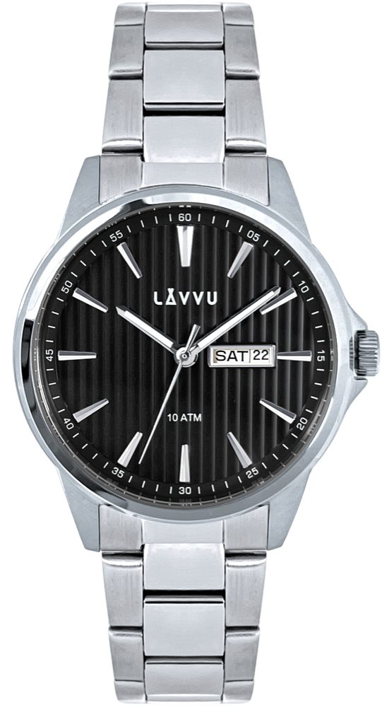 LAVVU Stylové pánské hodinky TRONES Black 100M