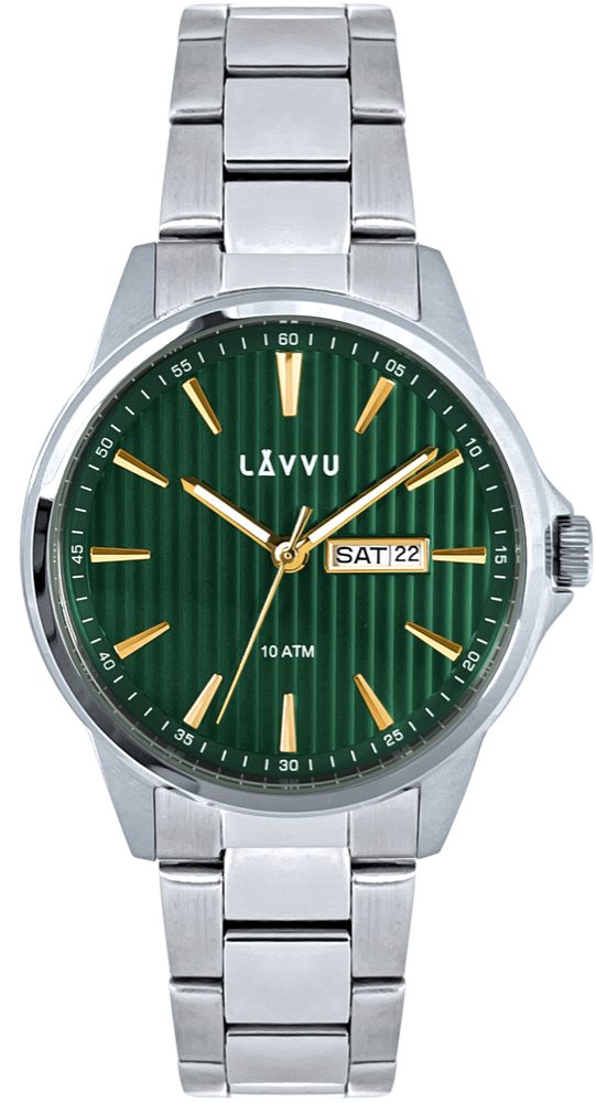 LAVVU Stylové pánské hodinky TRONES Green & Gold 100M