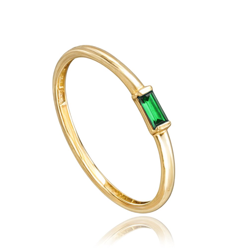 MINET Elegantní zlatý prsten se zeleným zirkonem Au 585/1000
