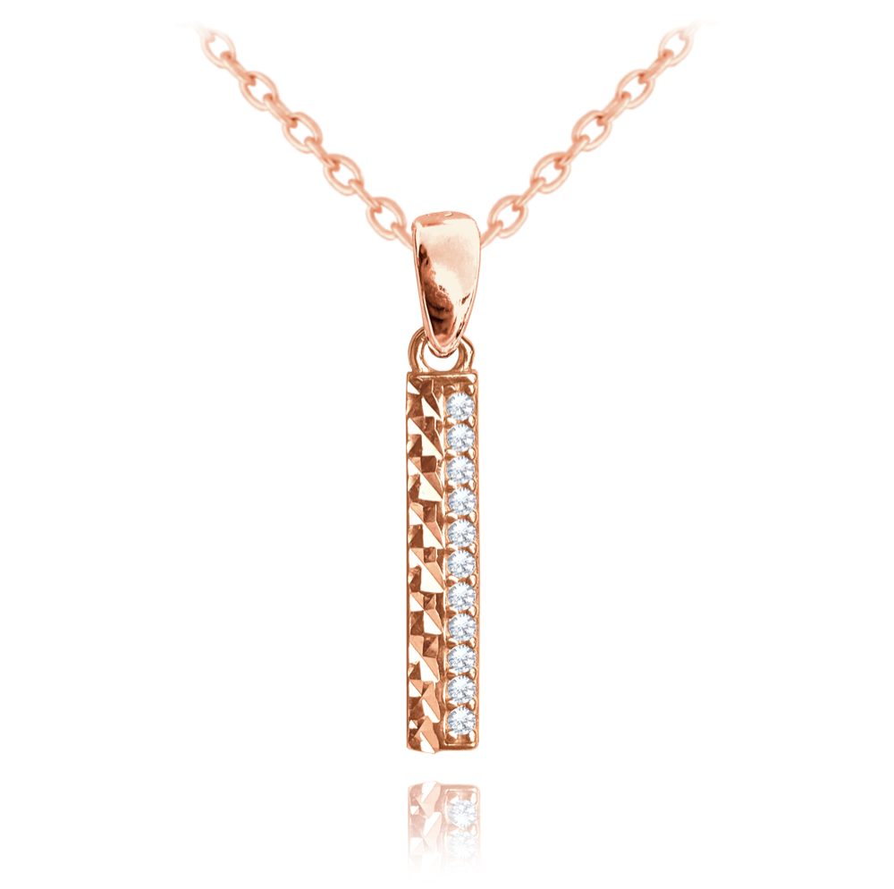 MINET Rose gold broušený stříbrný náhrdelník se zirkony