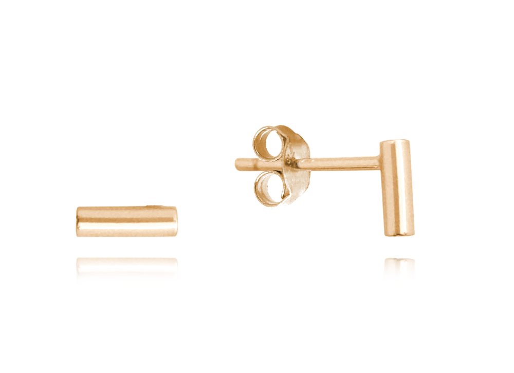 MINET Minimalistické Rose gold stříbrné náušnice TYČKY