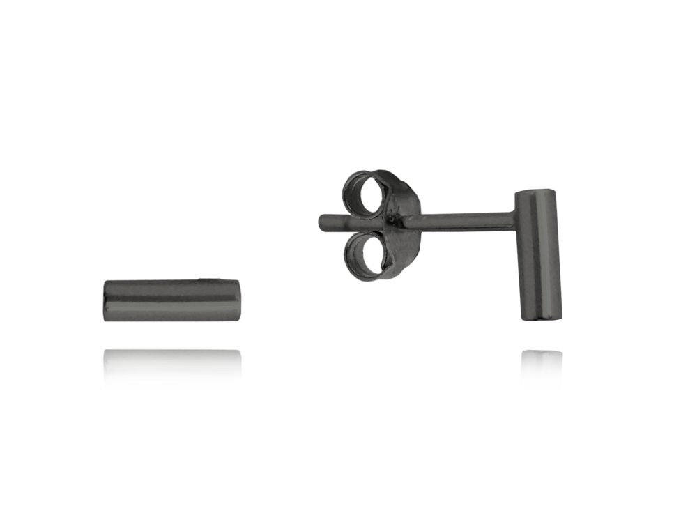 MINET Minimalistické černé stříbrné náušnice TYČKY